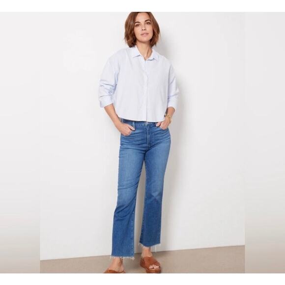 Faherty Stretch Oxford Crop Shirt - Picture 1 of 7